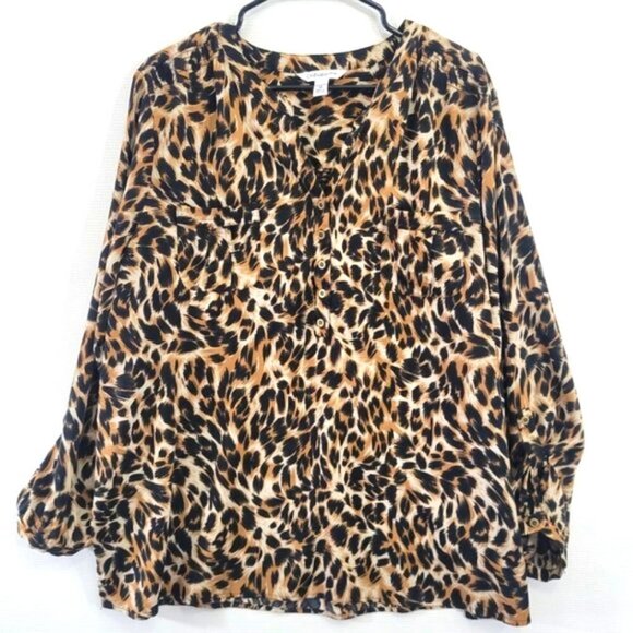 Croft & Barrow Leopard Print Top size 2X - Picture 1 of 10
